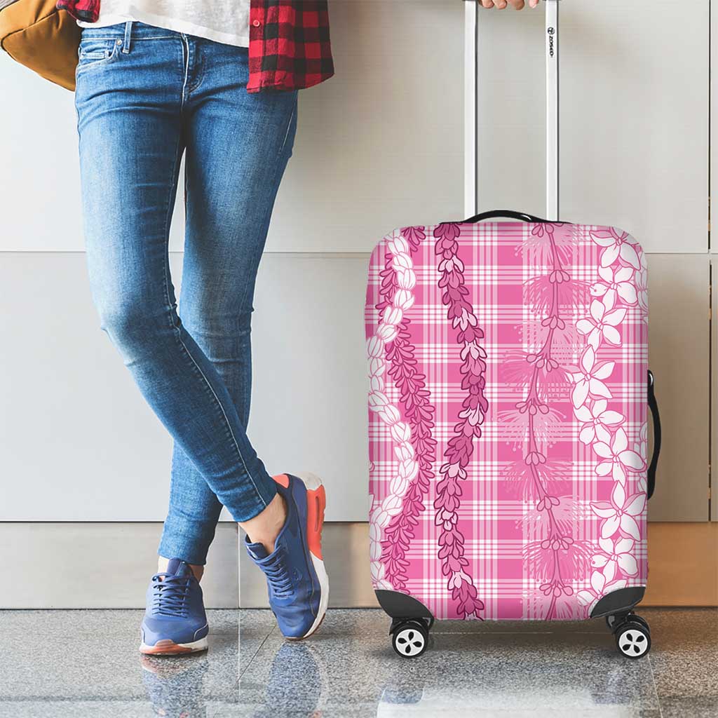 Hawaiian Ohia Lehua Lei Luggage Cover Plaid Palaka Akala Pattern - Polynesian Pride