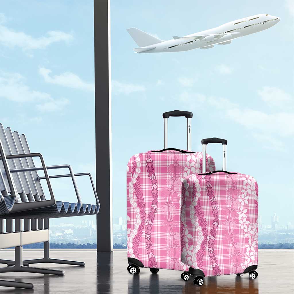 Hawaiian Ohia Lehua Lei Luggage Cover Plaid Palaka Akala Pattern - Polynesian Pride