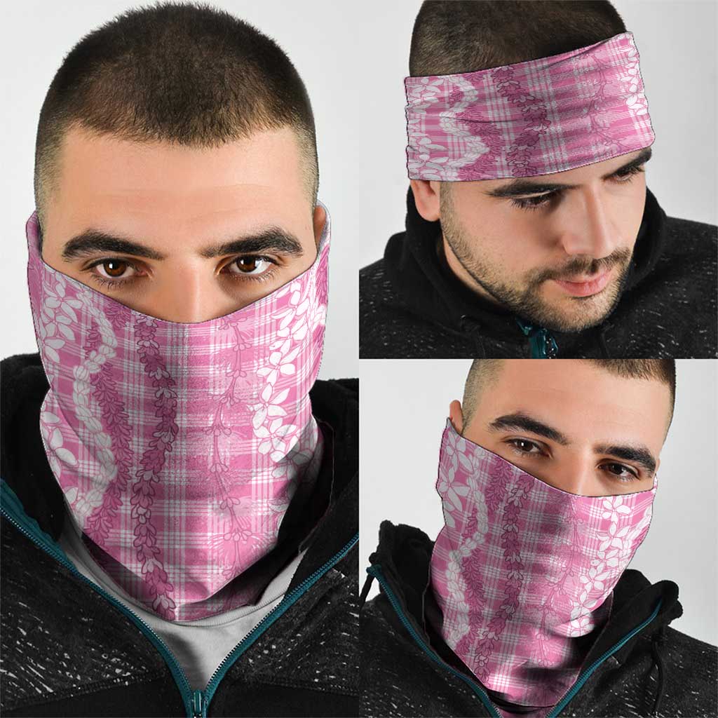 Hawaiian Ohia Lehua Lei Neck Gaiter Plaid Palaka Akala Pattern - Polynesian Pride