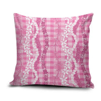 Hawaiian Ohia Lehua Lei Pillow Cover Plaid Palaka Akala Pattern - Polynesian Pride