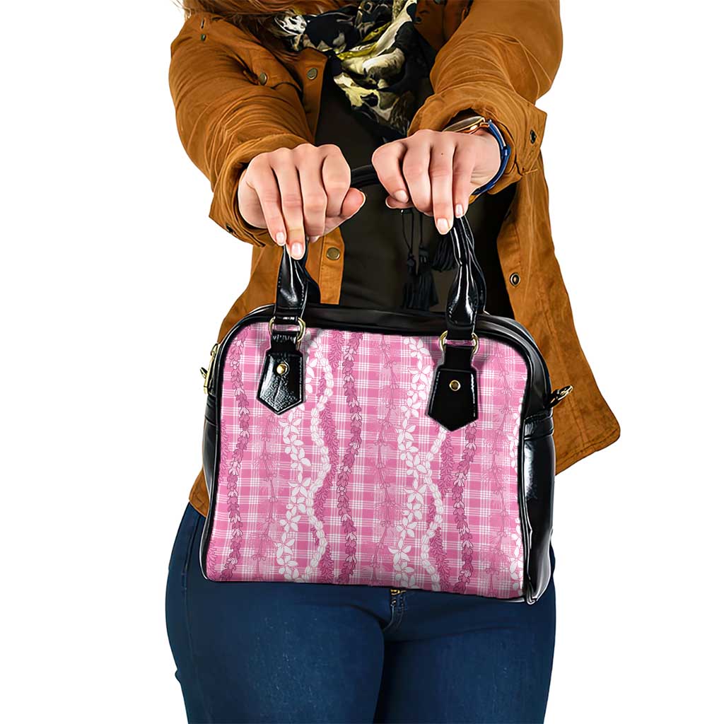 Hawaiian Ohia Lehua Lei Shoulder Handbag Plaid Palaka Akala Pattern - Polynesian Pride