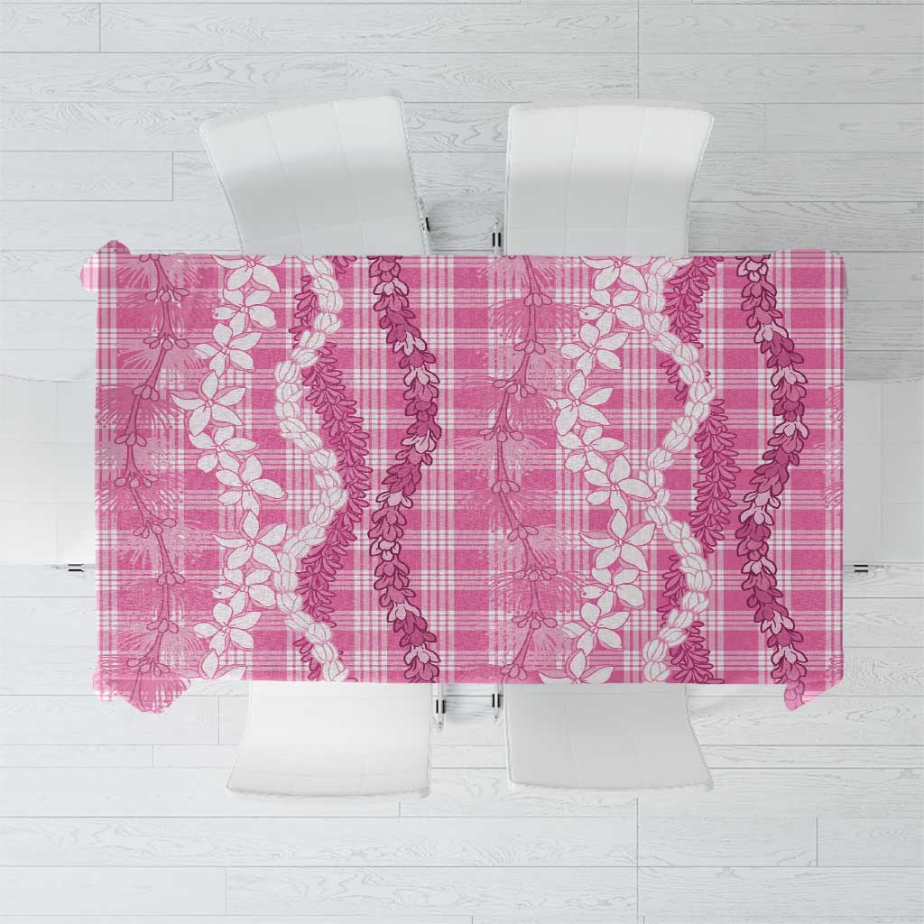 Hawaiian Ohia Lehua Lei Tablecloth Plaid Palaka Akala Pattern - Polynesian Pride