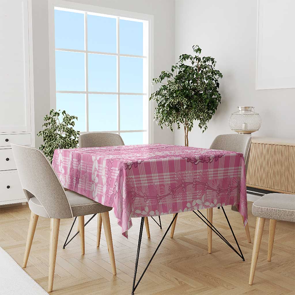 Hawaiian Ohia Lehua Lei Tablecloth Plaid Palaka Akala Pattern - Polynesian Pride