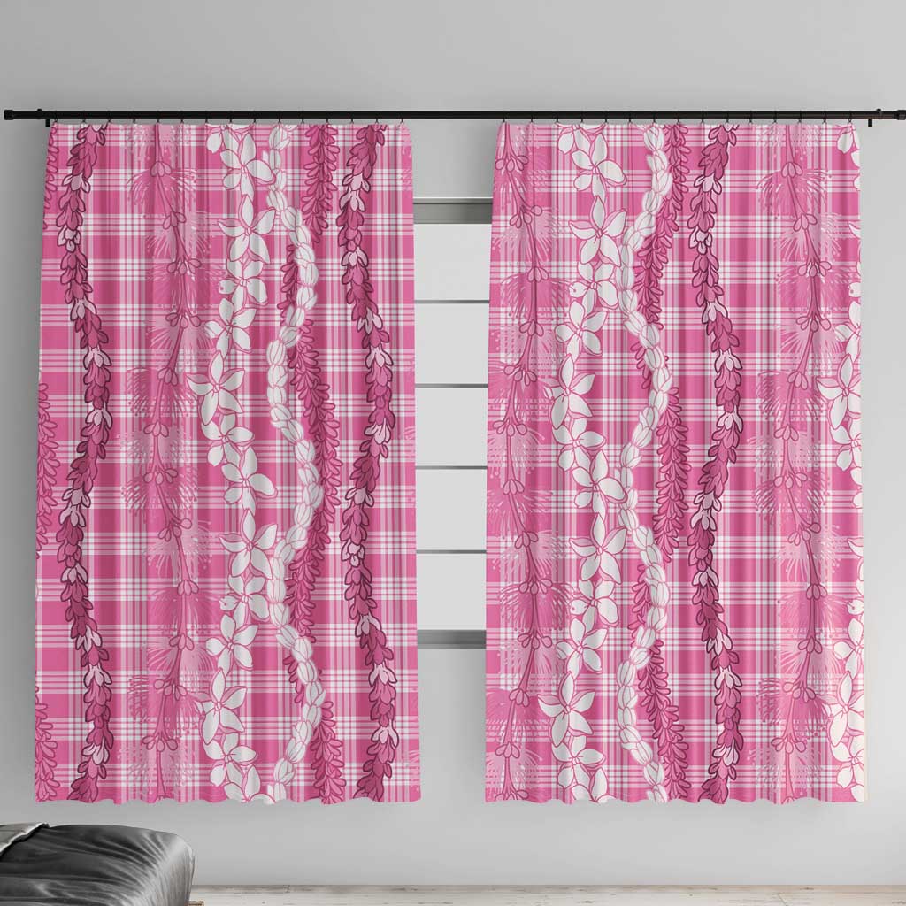 Hawaiian Ohia Lehua Lei Window Curtain Plaid Palaka Akala Pattern - Polynesian Pride
