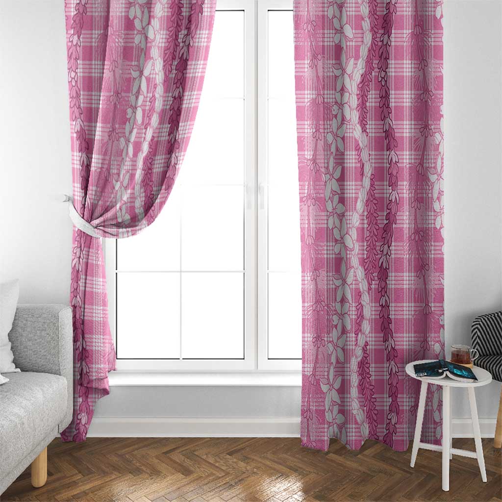 Hawaiian Ohia Lehua Lei Window Curtain Plaid Palaka Akala Pattern - Polynesian Pride