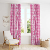 Hawaiian Ohia Lehua Lei Window Curtain Plaid Palaka Akala Pattern - Polynesian Pride