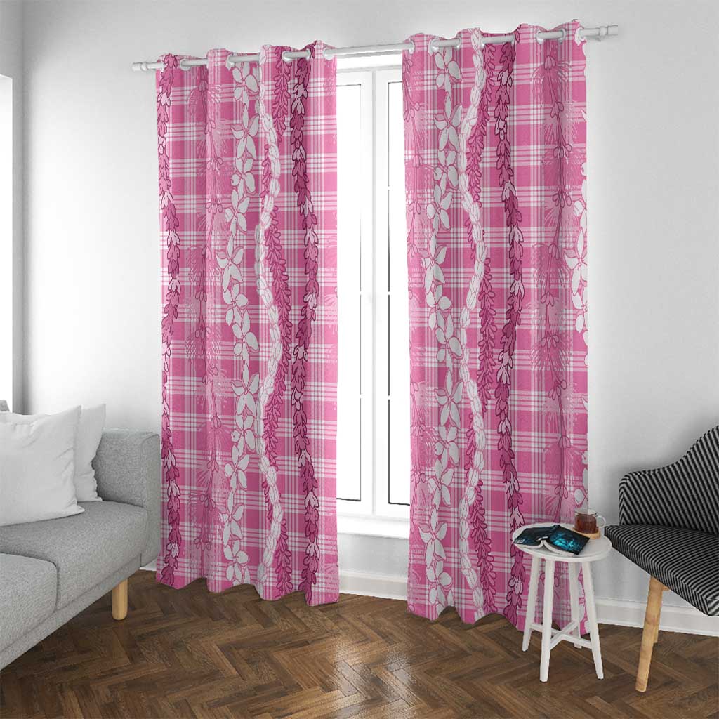 Hawaiian Ohia Lehua Lei Window Curtain Plaid Palaka Akala Pattern - Polynesian Pride