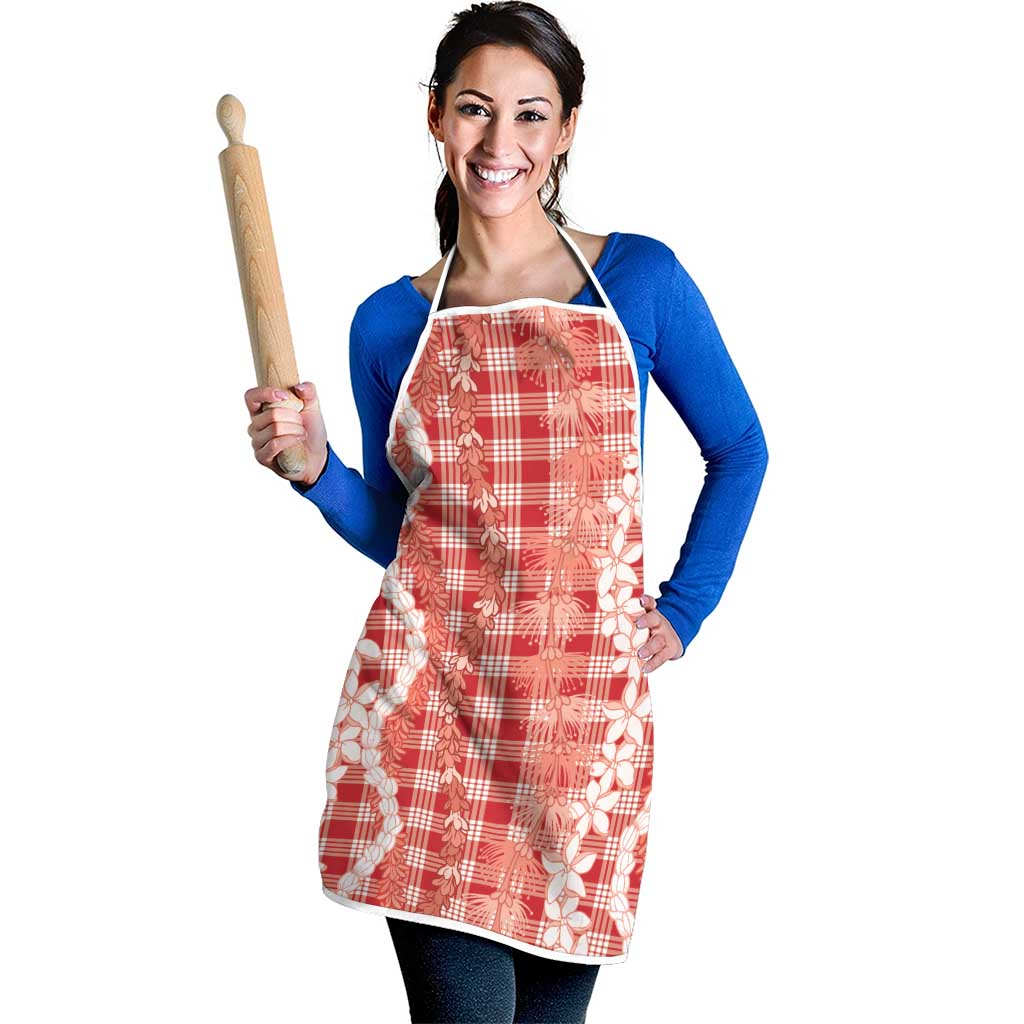 Hawaiian Ohia Lehua Lei Apron Plaid Palaka Ulaula Pattern - undefined
