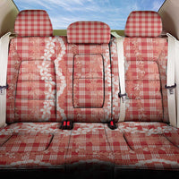Hawaiian Ohia Lehua Lei Back Car Seat Cover Plaid Palaka Ulaula Pattern - Polynesian Pride