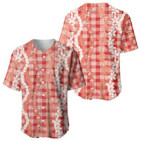 Hawaiian Ohia Lehua Lei Baseball Jersey Plaid Palaka Ulaula Pattern - Polynesian Pride