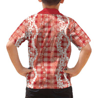 Hawaiian Ohia Lehua Lei Family Matching Mermaid Dress and Hawaiian Shirt Plaid Palaka Ulaula Pattern LT9 - Polynesian Pride