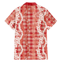 Hawaiian Ohia Lehua Lei Family Matching Puletasi and Hawaiian Shirt Plaid Palaka Ulaula Pattern - Polynesian Pride
