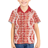 Hawaiian Ohia Lehua Lei Family Matching Tank Maxi Dress and Hawaiian Shirt Plaid Palaka Ulaula Pattern LT9 - Polynesian Pride