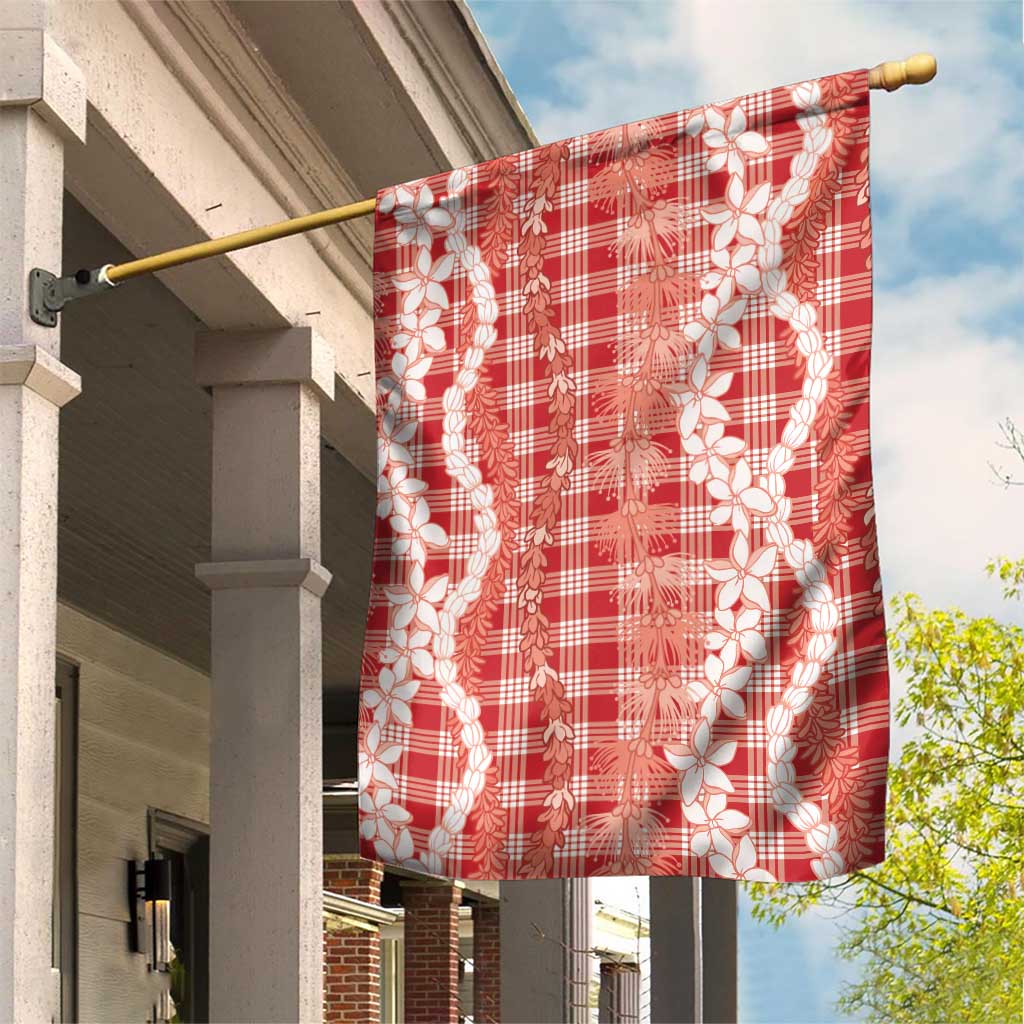 Hawaiian Ohia Lehua Lei Garden Flag Plaid Palaka Ulaula Pattern - Polynesian Pride