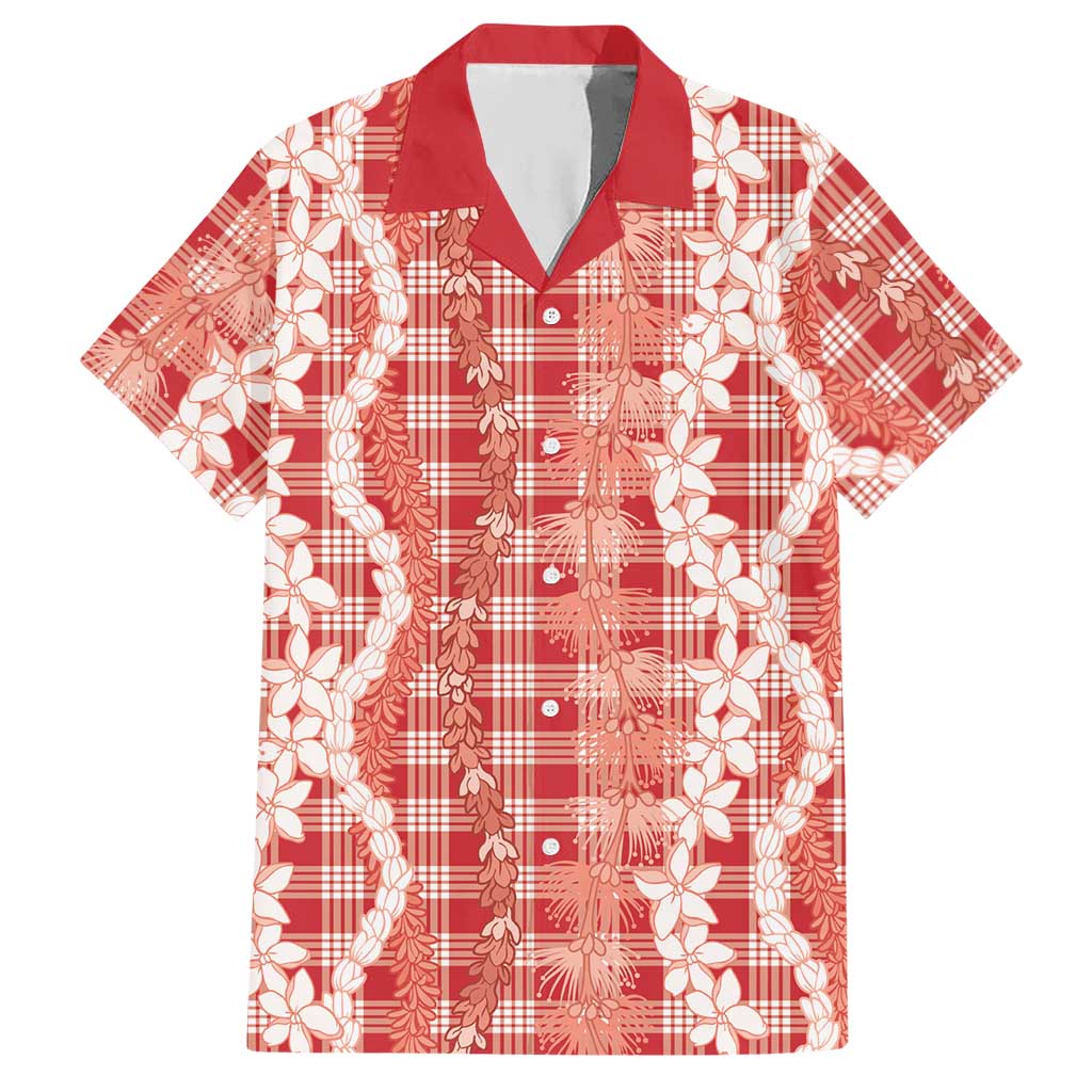 Hawaiian Ohia Lehua Lei Hawaiian Shirt Plaid Palaka Ulaula Pattern - Polynesian Pride