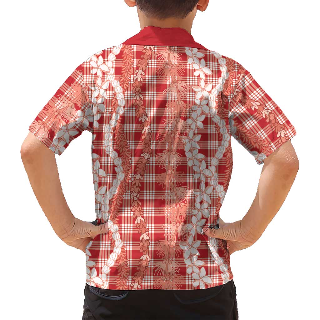 Hawaiian Ohia Lehua Lei Hawaiian Shirt Plaid Palaka Ulaula Pattern - Polynesian Pride