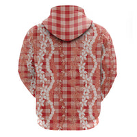 Hawaiian Ohia Lehua Lei Hoodie Plaid Palaka Ulaula Pattern - Polynesian Pride