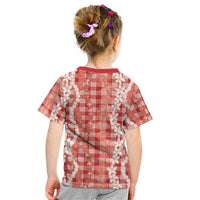 Hawaiian Ohia Lehua Lei Kid T Shirt Plaid Palaka Ulaula Pattern - Polynesian Pride