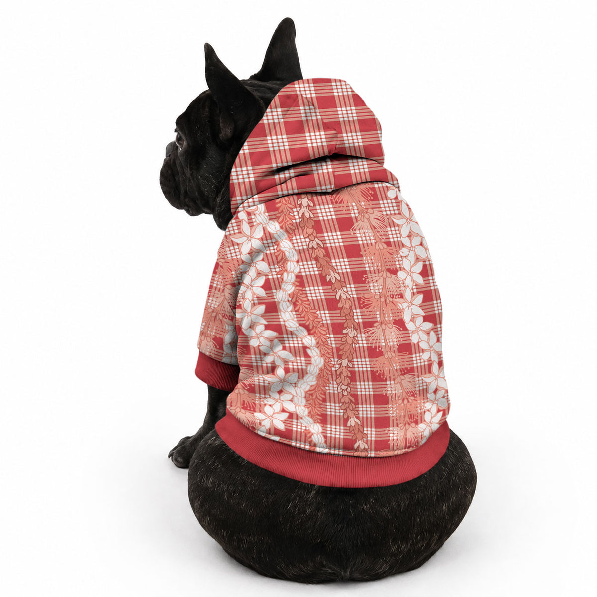 Hawaiian Ohia Lehua Lei Pet Hoodie Plaid Palaka Ulaula Pattern LT9 - Polynesian Pride
