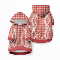Hawaiian Ohia Lehua Lei Pet Hoodie Plaid Palaka Ulaula Pattern LT9 Pullover Red - Polynesian Pride