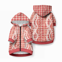 Hawaiian Ohia Lehua Lei Pet Hoodie Plaid Palaka Ulaula Pattern LT9 Zip-up Red - Polynesian Pride