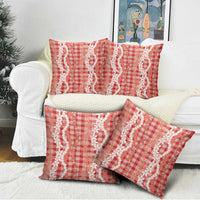 Hawaiian Ohia Lehua Lei Pillow Cover Plaid Palaka Ulaula Pattern - Polynesian Pride