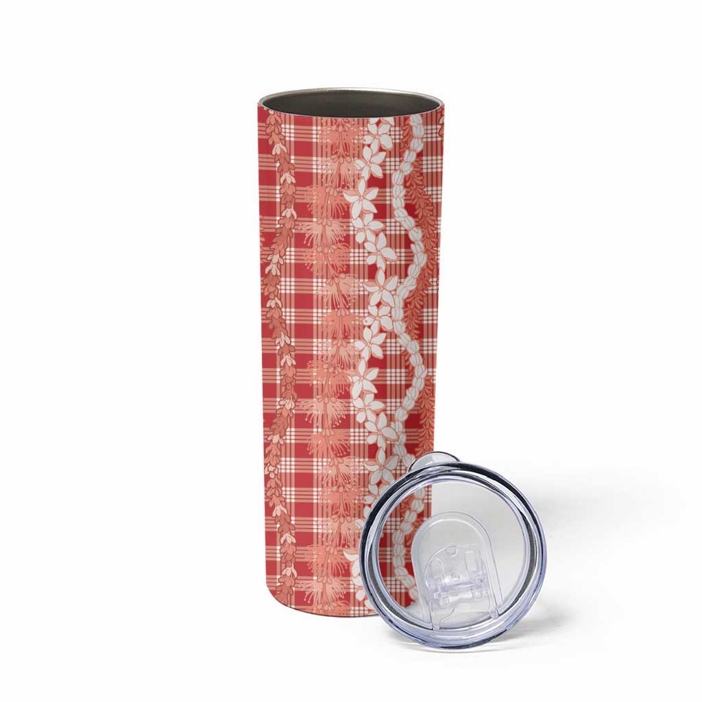 Hawaiian Ohia Lehua Lei Skinny Tumbler Plaid Palaka Ulaula Pattern - undefined