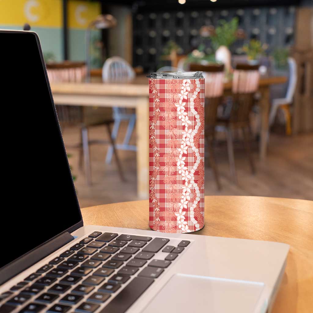 Hawaiian Ohia Lehua Lei Skinny Tumbler Plaid Palaka Ulaula Pattern - undefined