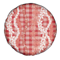 Hawaiian Ohia Lehua Lei Spare Tire Cover Plaid Palaka Ulaula Pattern LT9 - Polynesian Pride