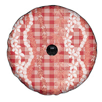 Hawaiian Ohia Lehua Lei Spare Tire Cover Plaid Palaka Ulaula Pattern LT9 - Polynesian Pride