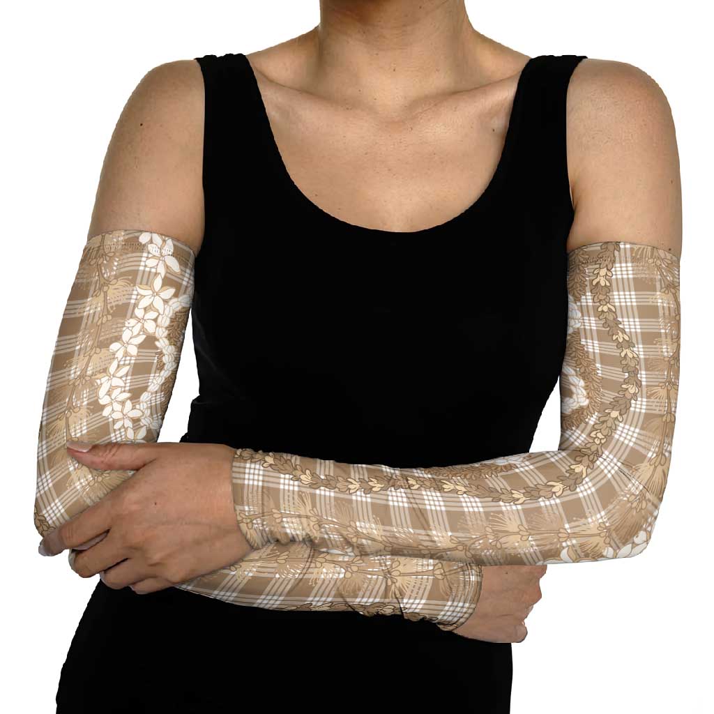 Hawaiian Ohia Lehua Lei Arm Sleeves Plaid Palaka Kalaihaahaa Pattern - Polynesian Pride