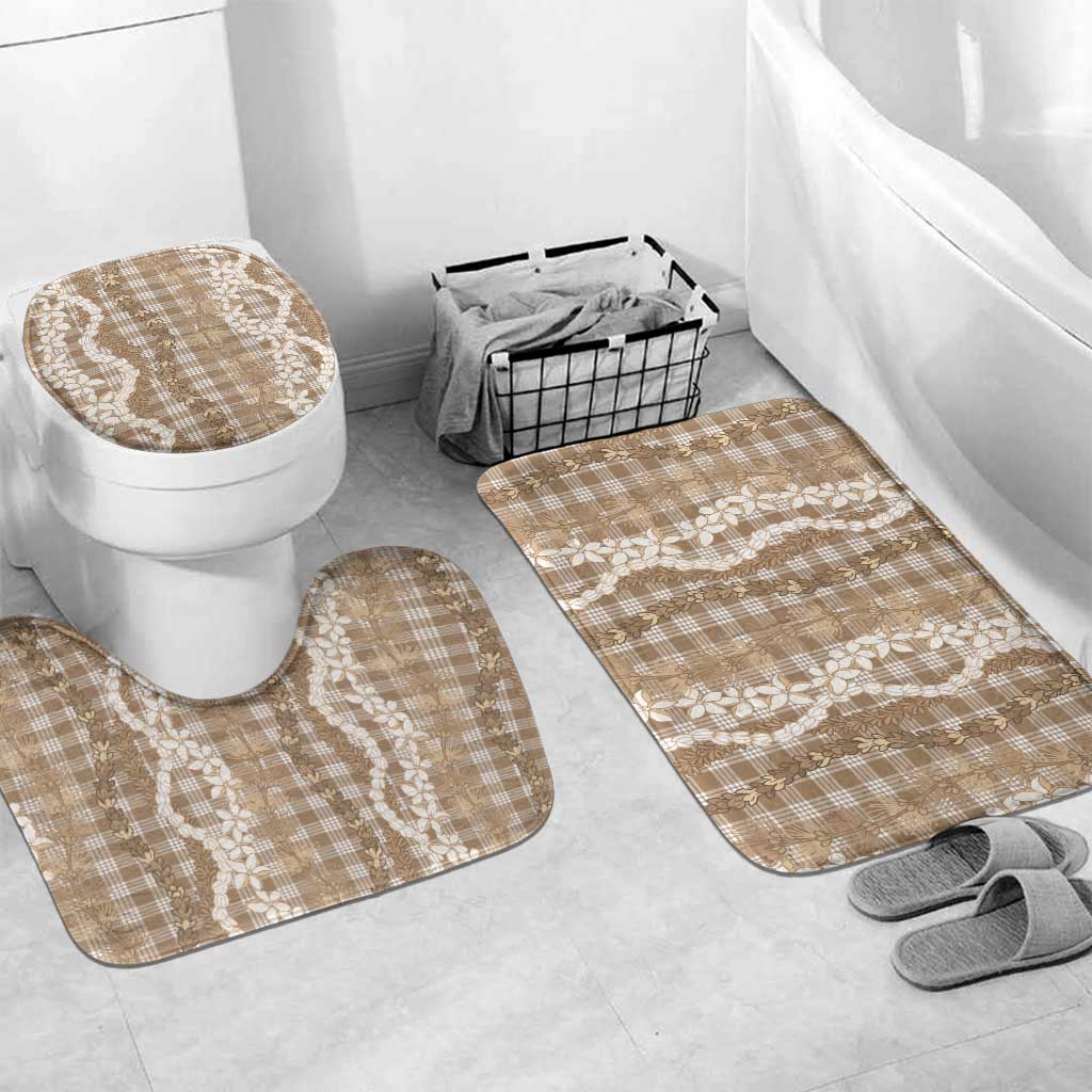 Hawaiian Ohia Lehua Lei Bathroom Set Plaid Palaka Kalaihaahaa Pattern - Polynesian Pride