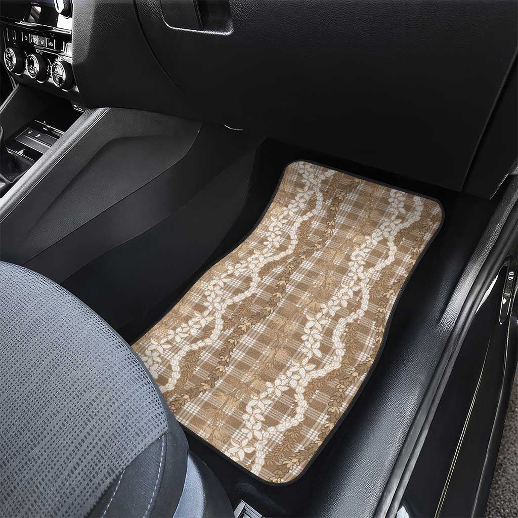 Hawaiian Ohia Lehua Lei Car Mats Plaid Palaka Kalaihaahaa Pattern - Polynesian Pride