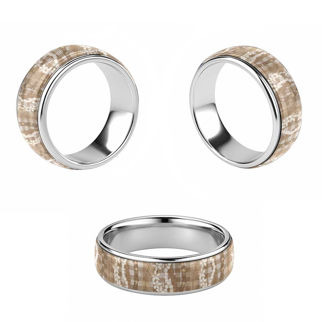 Hawaiian Ohia Lehua Lei Classic Ring Plaid Palaka Kalaihaahaa Pattern - Polynesian Pride