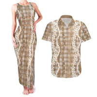 Hawaiian Ohia Lehua Lei Couples Matching Tank Maxi Dress and Hawaiian Shirt Plaid Palaka Kalaihaahaa Pattern - Polynesian Pride