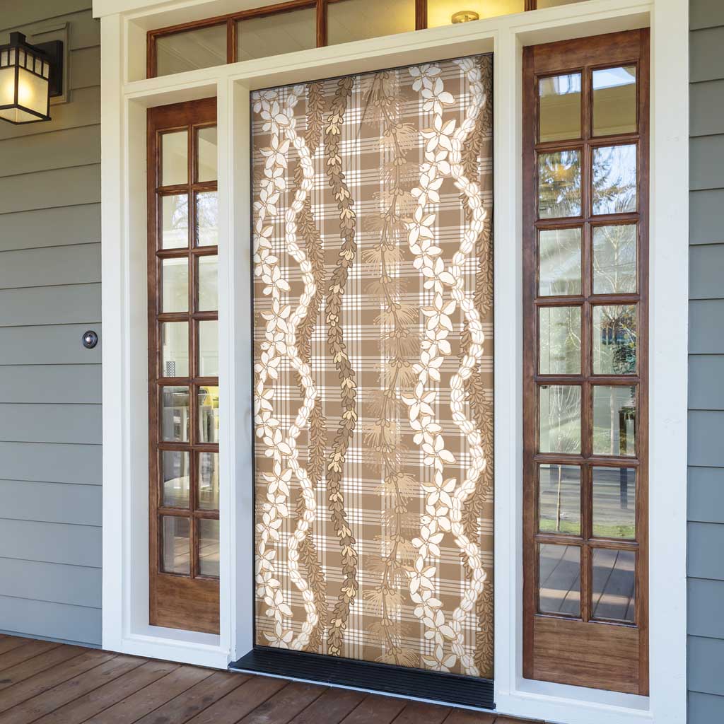 Hawaiian Ohia Lehua Lei Door Cover Plaid Palaka Kalaihaahaa Pattern - Polynesian Pride