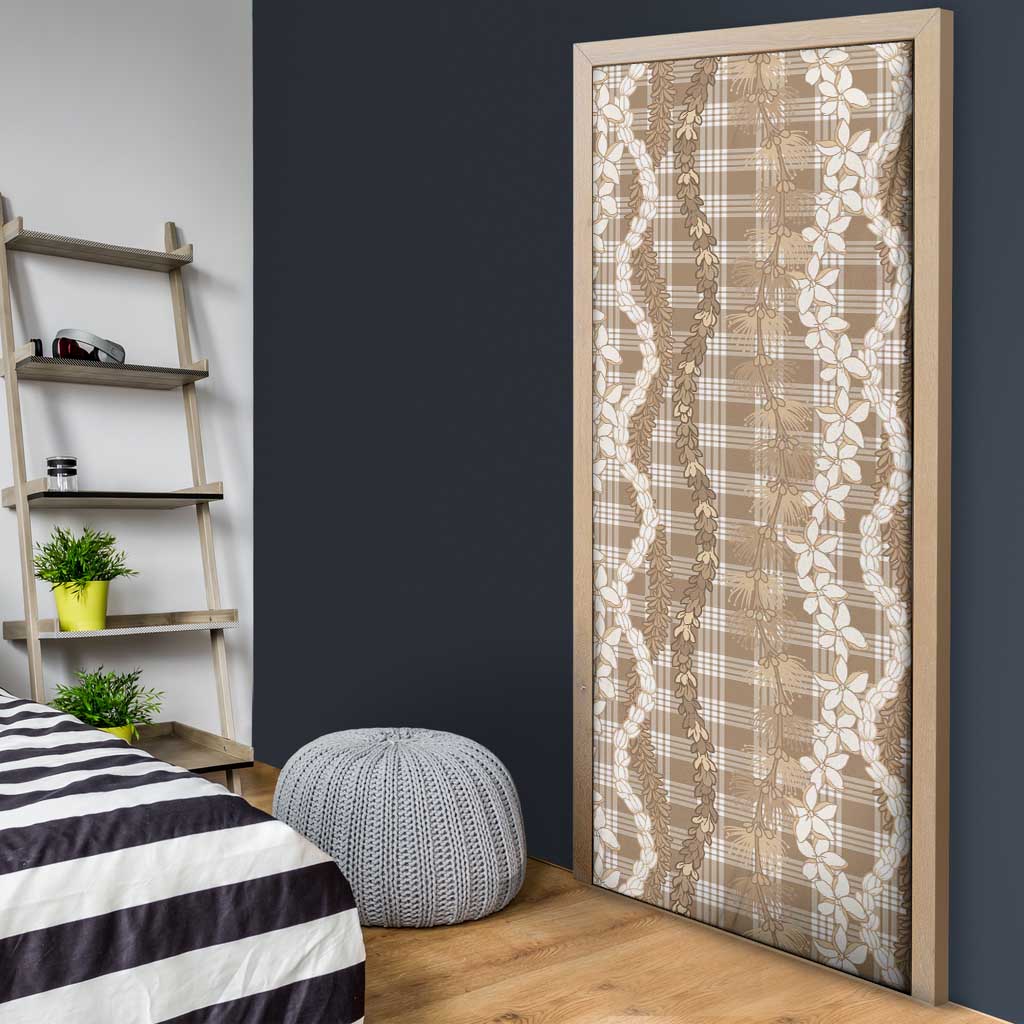 Hawaiian Ohia Lehua Lei Door Cover Plaid Palaka Kalaihaahaa Pattern - Polynesian Pride