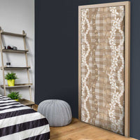 Hawaiian Ohia Lehua Lei Door Cover Plaid Palaka Kalaihaahaa Pattern - Polynesian Pride
