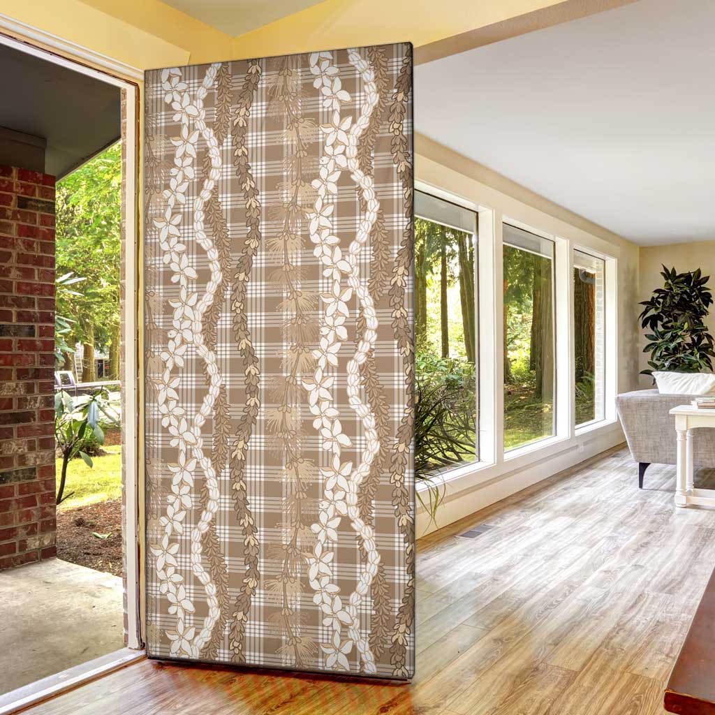 Hawaiian Ohia Lehua Lei Door Cover Plaid Palaka Kalaihaahaa Pattern - Polynesian Pride