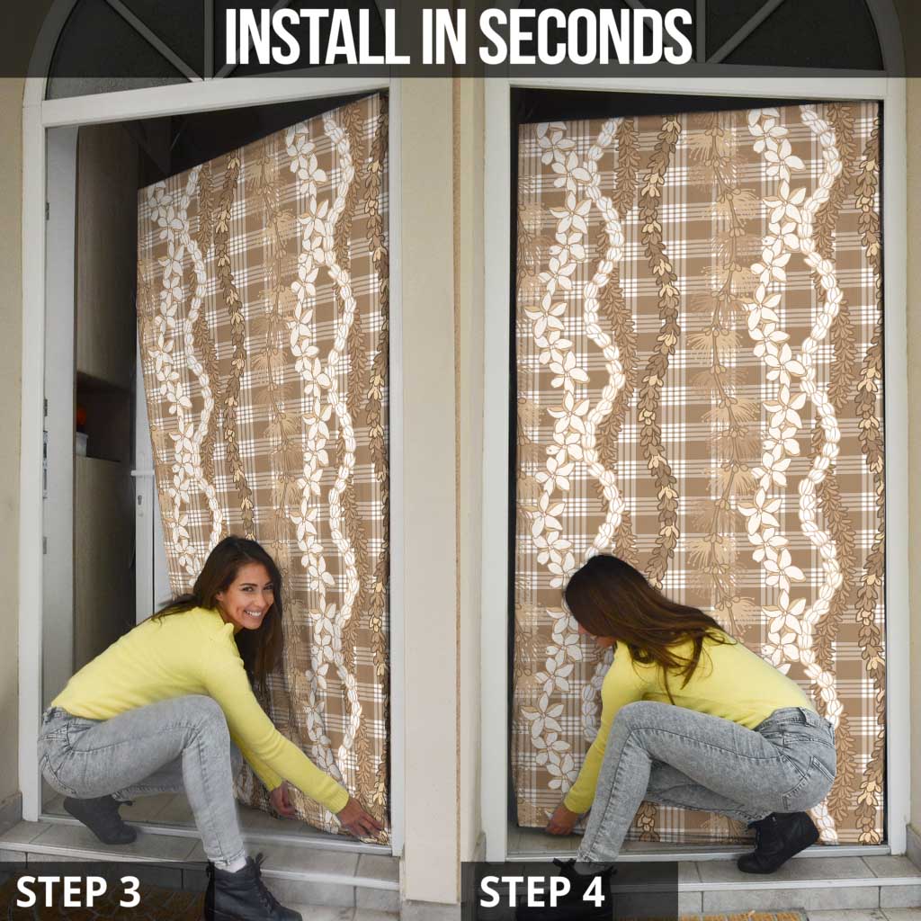 Hawaiian Ohia Lehua Lei Door Cover Plaid Palaka Kalaihaahaa Pattern - Polynesian Pride