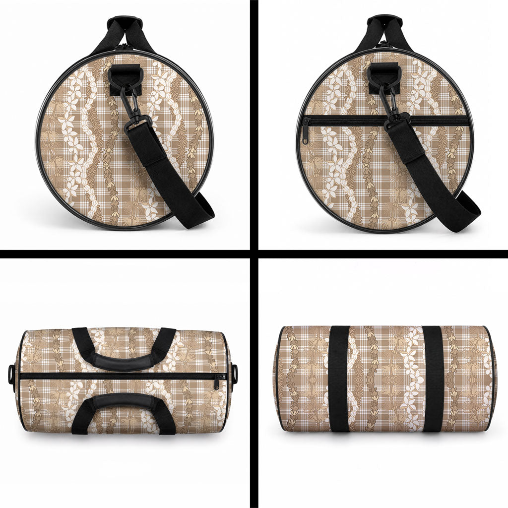 Hawaiian Ohia Lehua Lei Duffle Bag Plaid Palaka Kalaihaahaa Pattern