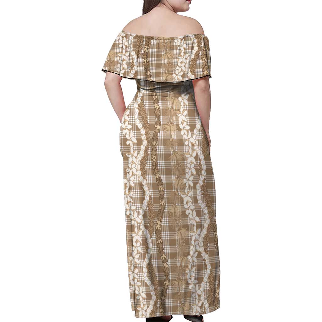 Hawaiian Ohia Lehua Lei Family Matching Off Shoulder Maxi Dress and Hawaiian Shirt Plaid Palaka Kalaihaahaa Pattern LT9 - Polynesian Pride