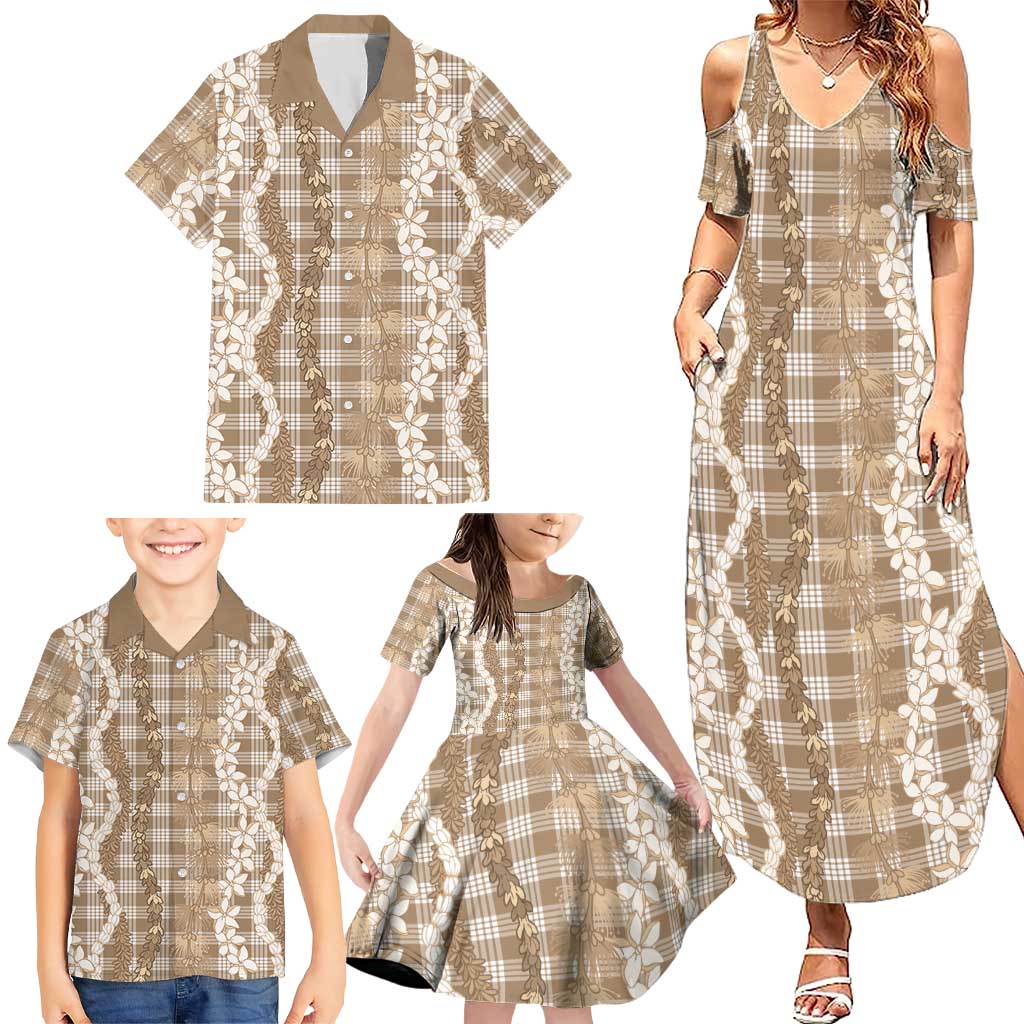 Hawaiian Ohia Lehua Lei Family Matching Summer Maxi Dress and Hawaiian Shirt Plaid Palaka Kalaihaahaa Pattern LT9 - Polynesian Pride