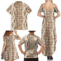 Hawaiian Ohia Lehua Lei Family Matching Summer Maxi Dress and Hawaiian Shirt Plaid Palaka Kalaihaahaa Pattern LT9 - Polynesian Pride