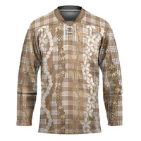 Hawaiian Ohia Lehua Lei Hockey Jersey Plaid Palaka Kalaihaahaa Pattern - Polynesian Pride