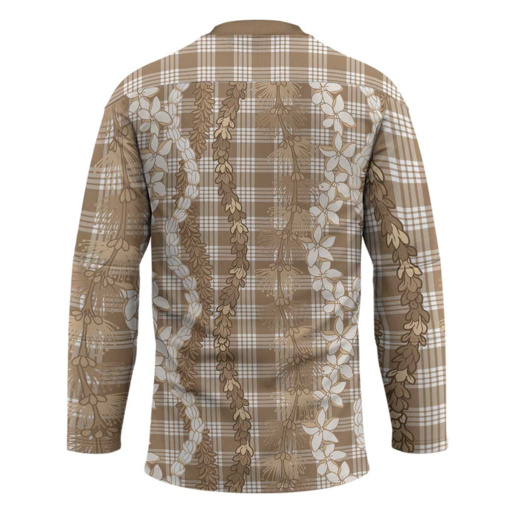 Hawaiian Ohia Lehua Lei Hockey Jersey Plaid Palaka Kalaihaahaa Pattern - Polynesian Pride