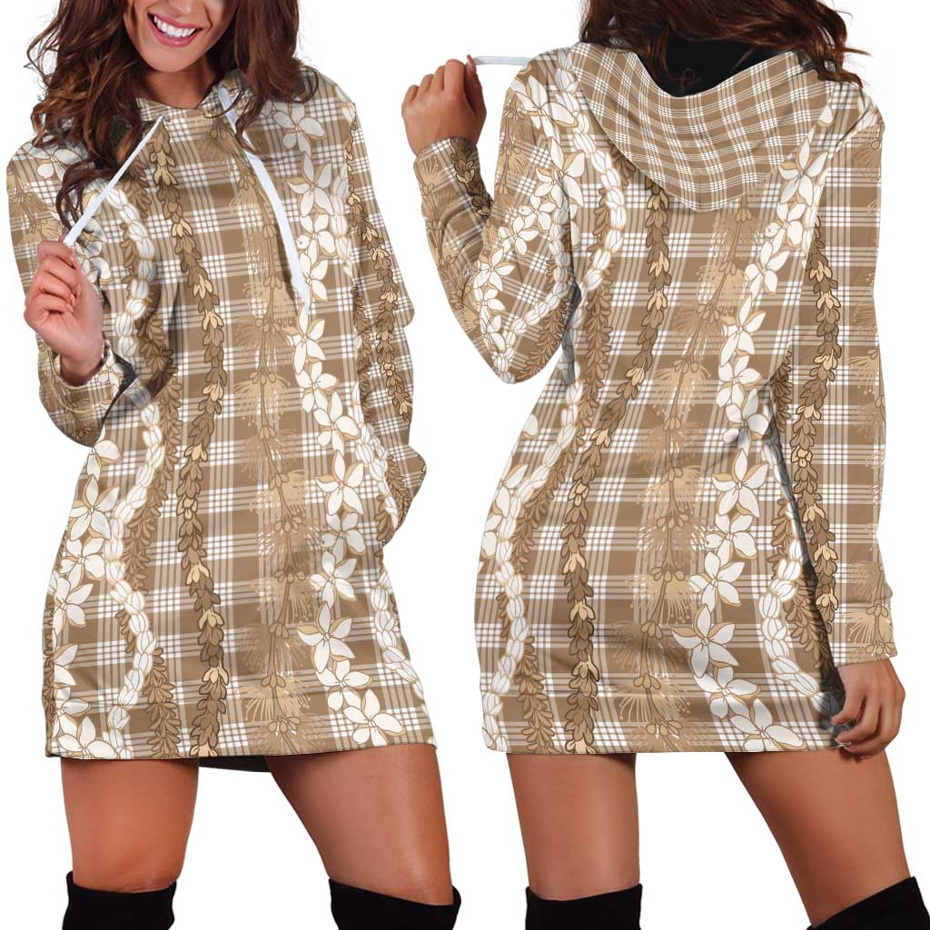 Hawaiian Ohia Lehua Lei Hoodie Dress Plaid Palaka Kalaihaahaa Pattern - Polynesian Pride