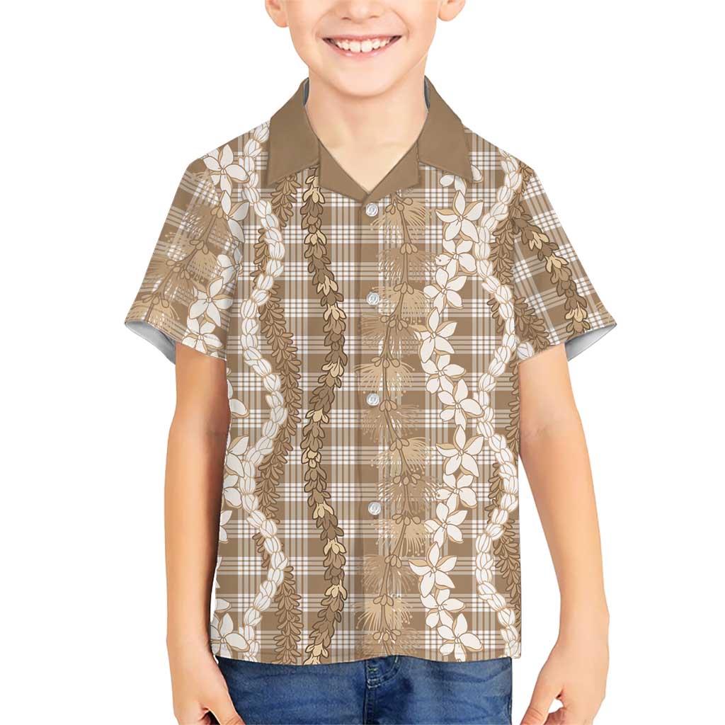 Hawaiian Ohia Lehua Lei Kid Hawaiian Shirt Plaid Palaka Kalaihaahaa Pattern - Polynesian Pride