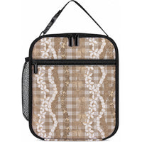 Hawaiian Ohia Lehua Lei Lunch Bag Plaid Palaka Kalaihaahaa Pattern