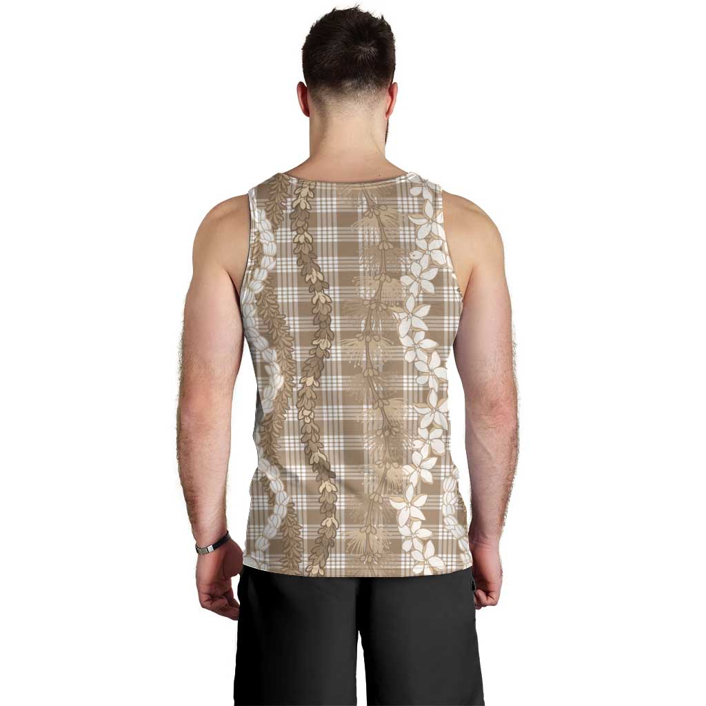 Hawaiian Ohia Lehua Lei Men Tank Top Plaid Palaka Kalaihaahaa Pattern - Polynesian Pride